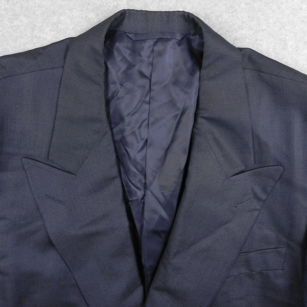 Hickey Freeman Blazer Mens 42L Boardroom Navy Wool Silk Double Breasted Jacket